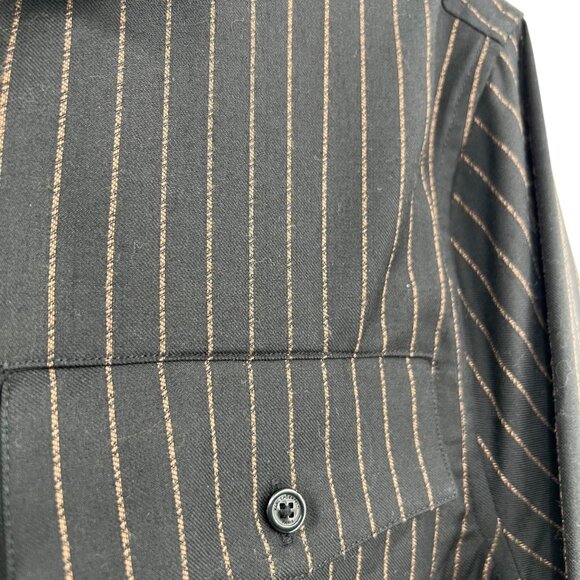 Karl Lagerfeld Striped Wool Blend Button-Up Shirt Black Size Small NWOT - Picture 3 of 10